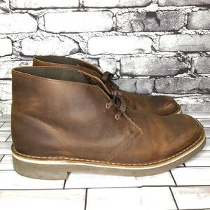 Clarks Bushacre 2 Brown Leather Lace Up Desert Ankle Chukka Boots Men Sz 13M US